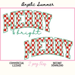 Varsity Merry Christmas PNG Checkered Christmas PNG Red Green Vintage Holidays Png Ornament Trendy design Retro Christmas File Girly Xmas