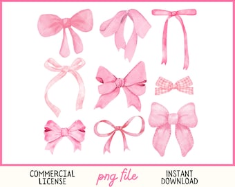Coquette pastel pink bow collage PNG watercolor soft girl girly aesthetic ribbon cute preppy tshirt sublimation design digital download
