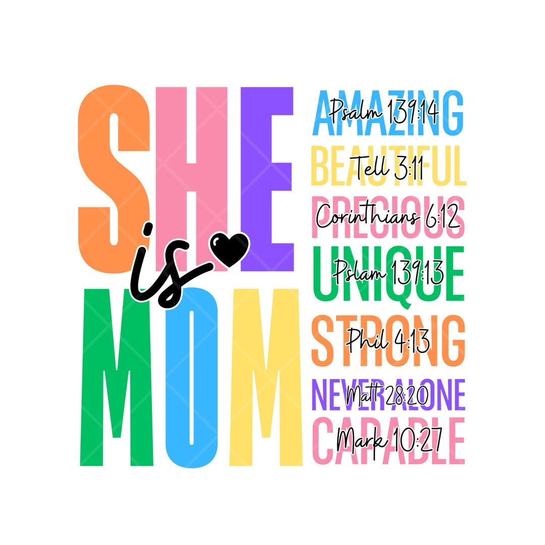 She is Mom PNG Mother's Day Trendy Sublimation Design Christian Bible