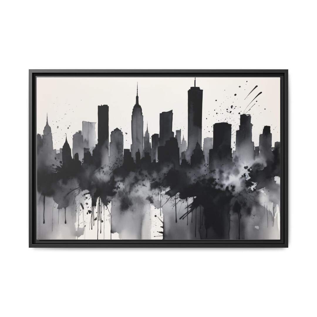 Ink Over Manhattan / New York City Skyline Wall Art, Black and White ...