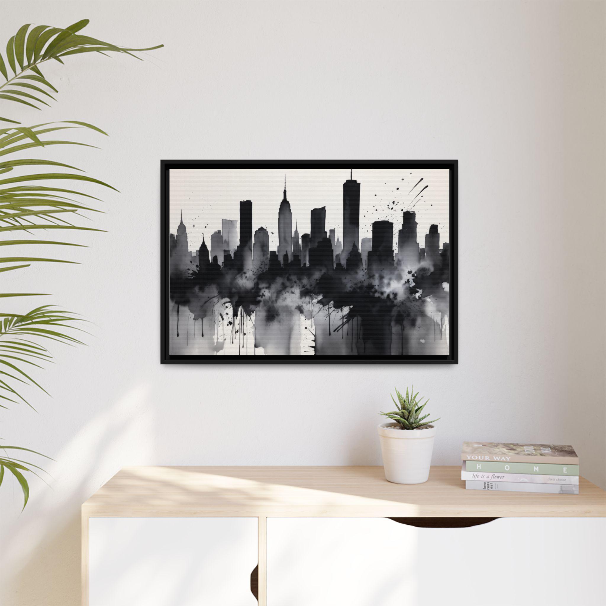 Ink Over Manhattan / New York City Skyline Wall Art, Black and White ...