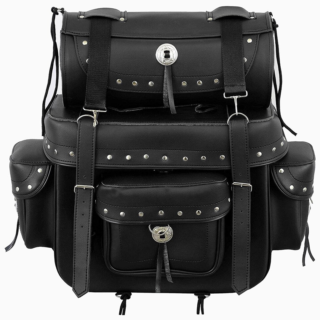 Motorcycle Sissy Bar Bag Touring Luggage W/studs 2 Piece Bag Etsy