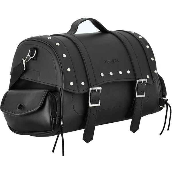 Sacoche de moto en cuir PU étanche, sacoche de selle de coffre de moto énorme boîte de rangement avec poches latérales noir