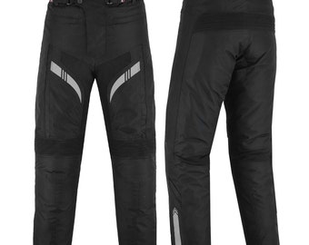 Pantalones de moto para hombre, pantalones textiles para moto, protectores impermeables CE/pantalón protector para moto, negro