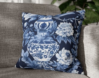 Blue White Chinoiserie Pillow, Blue Toile Pillow Case, Chinoiserie Throw Pillow Cover for Couch Pillow, Toile de Juoy Decorative Pillow Gift