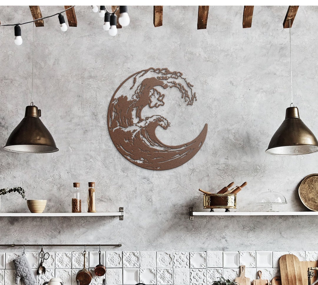 Wave Wall Art Large Ocean Wave Metal Wall Decor Kanagawa Waves Etsy