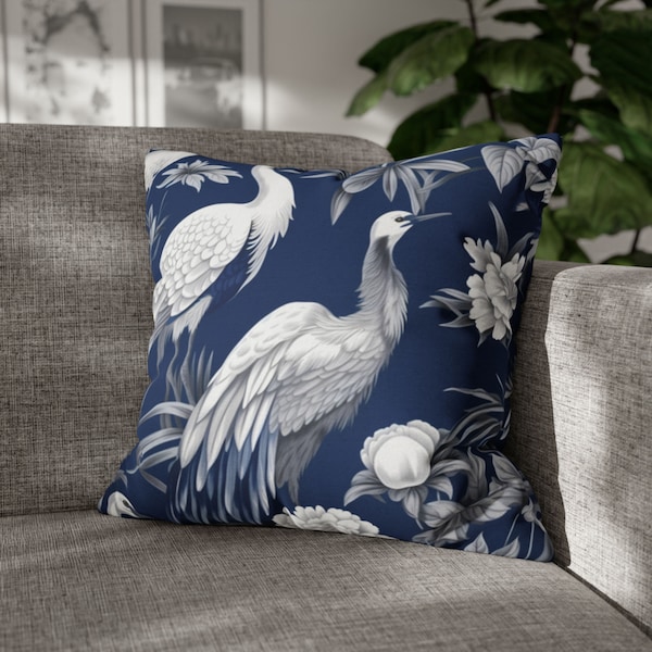Blue Chinoiserie Pillow Chinoiserie Pillow Cover Blue and White Throw Pillow Decorative Pillows for Bed Blue Asian Pillow Covers Art Deco