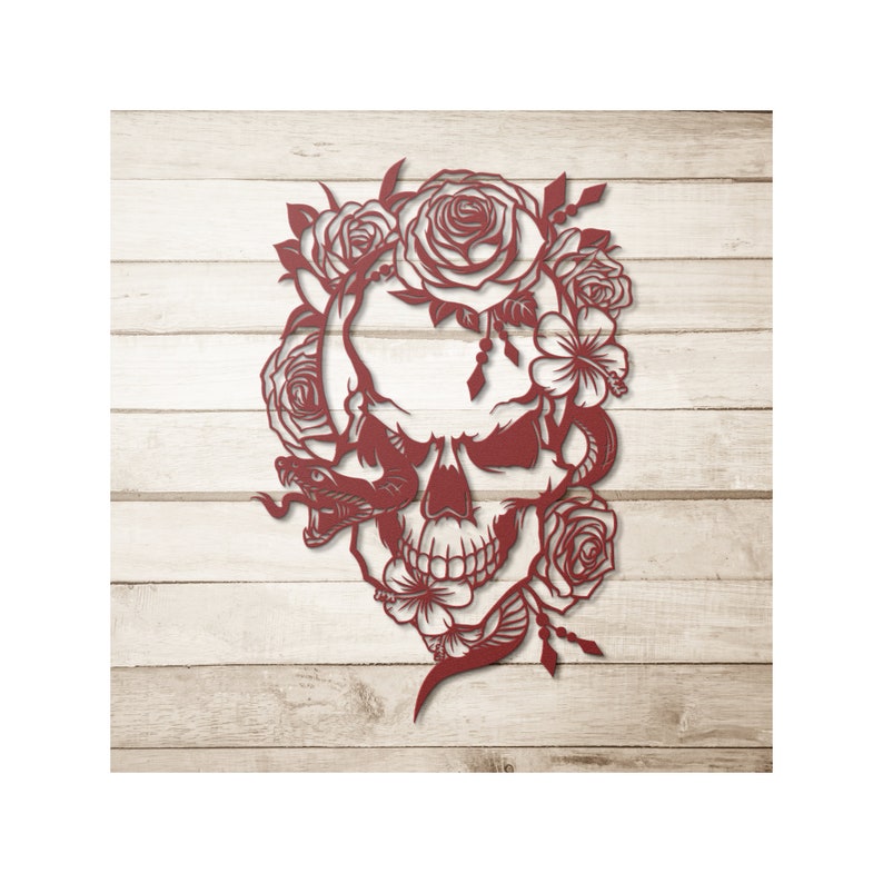 Human Skull Decor Skull Metal Sign Goth Wall Art Decorated Etsy