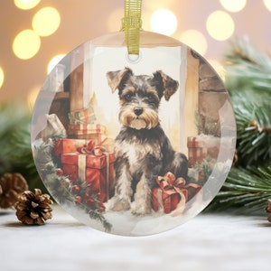 Schnauzer Art Glass Ornament, Schnauzer Mom Keepsake Gift, Hondenliefhebber Ornament, Hondenras Boom Decoratie, Dwergschnauzer Kerstcadeau