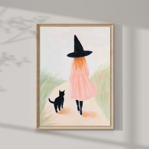 Pink halloween Print | Pink Pastel Halloween Wall Decor Print | Fall decor Digital Download | Halloween Printable art - Girl&#39;s room decor