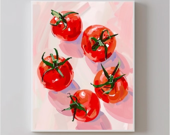 Tomatoes Art - Vegetable Wall Print - Vegetable Poster - Cozy Art for the Kitchen - Home Decorating Gift