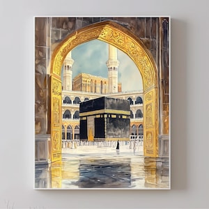 Kaaba Digital Print, Mecca Sacred Mosque Wall Art, Islamic Home Decor, Muslim Gift, Hajj Pilgrimage Poster