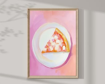 Pintura de plato con pizza | arte de pared de cocina | Descarga digital | Impresión de cocina - decoración para pizzeria