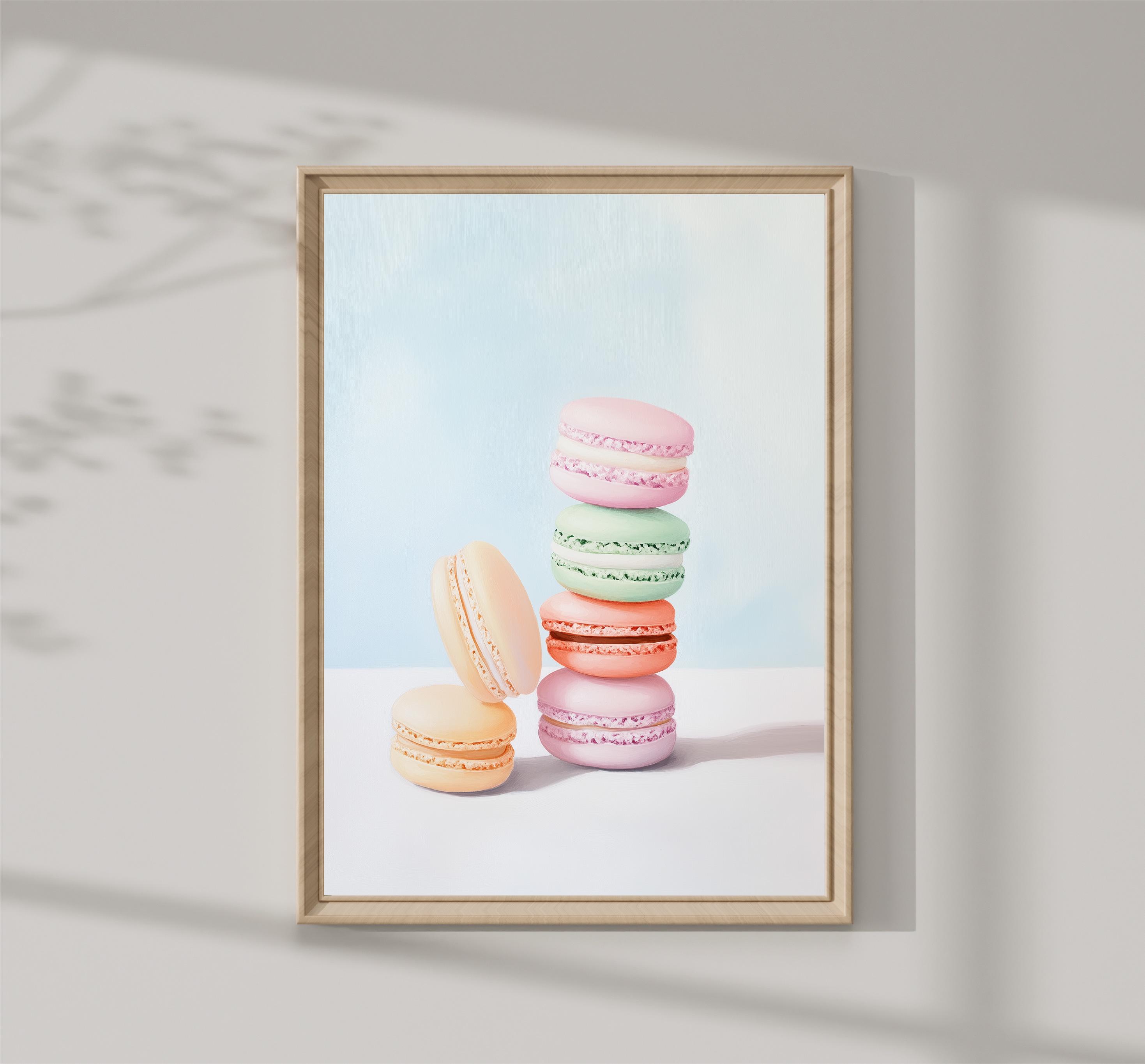 Colorful Macarons Painting | Pastel Macarons Wall Decor Print | Kitchen decor Digital Download | Candy Shop decor - digital print