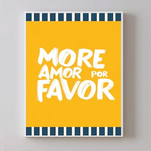Maximalist Poster - More Amor Por Favor wall art Sunshine - Modern Eclectic Wall Art Yellow instant download - Love Quote - Printable Art