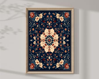 Vintage Textile Wandkunst, Antiker Wandteppichdruck, Modernes Bauernhaus, Eklektischer Druck - Esszimmer & Schlafzimmer Dekor