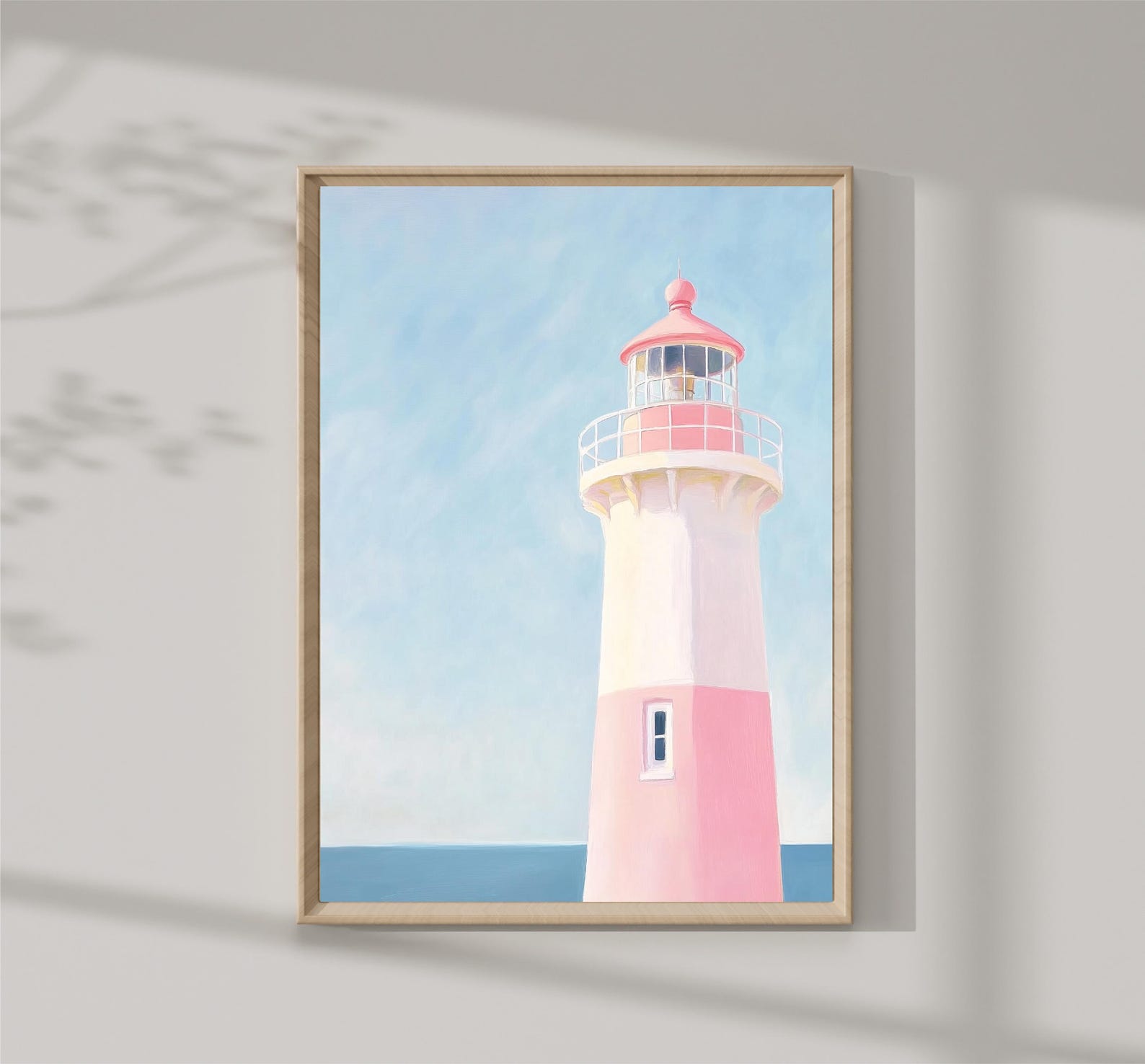 Colorful Pink Lighthouse Painting | Pastel Lighthouse Wall Art Print ...