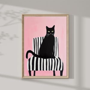 Pink halloween decor cat Print | Pastel Halloween Wall Decor Print | Fall pink decor Digital Download | Printable art - Girl&#39;s room decor
