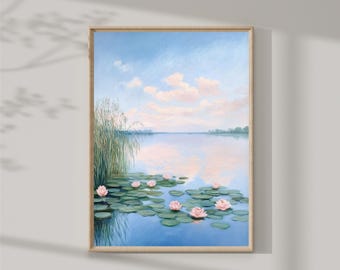 Picture of landscape in soft pastel colors - Art print with abstract landscape - Digital download - Printable abstract meadow - Home decor