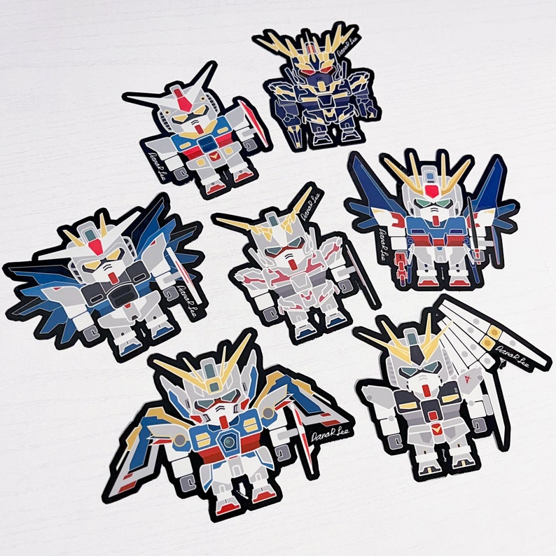 7gundam Sticker Pack, Gundam Sticker Bundle, Gundam Inspired Waterproof Sticker Pack