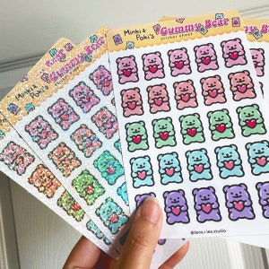 グミベア ステッカーシート カラフルステッカー おもしろいクマ 子供へのご褒美ステッカー よくできましたステッカー 子供への毎日のインセンティブステッカー グミベア