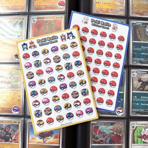 Hoja de pegatinas de Poki Balls Pegatinas de Poké Ball para agenda Tarjeta de Pokémon para carpeta Pegatinas para Pokeballs Pegatinas de Pikachu Pegatinas de Charizard
