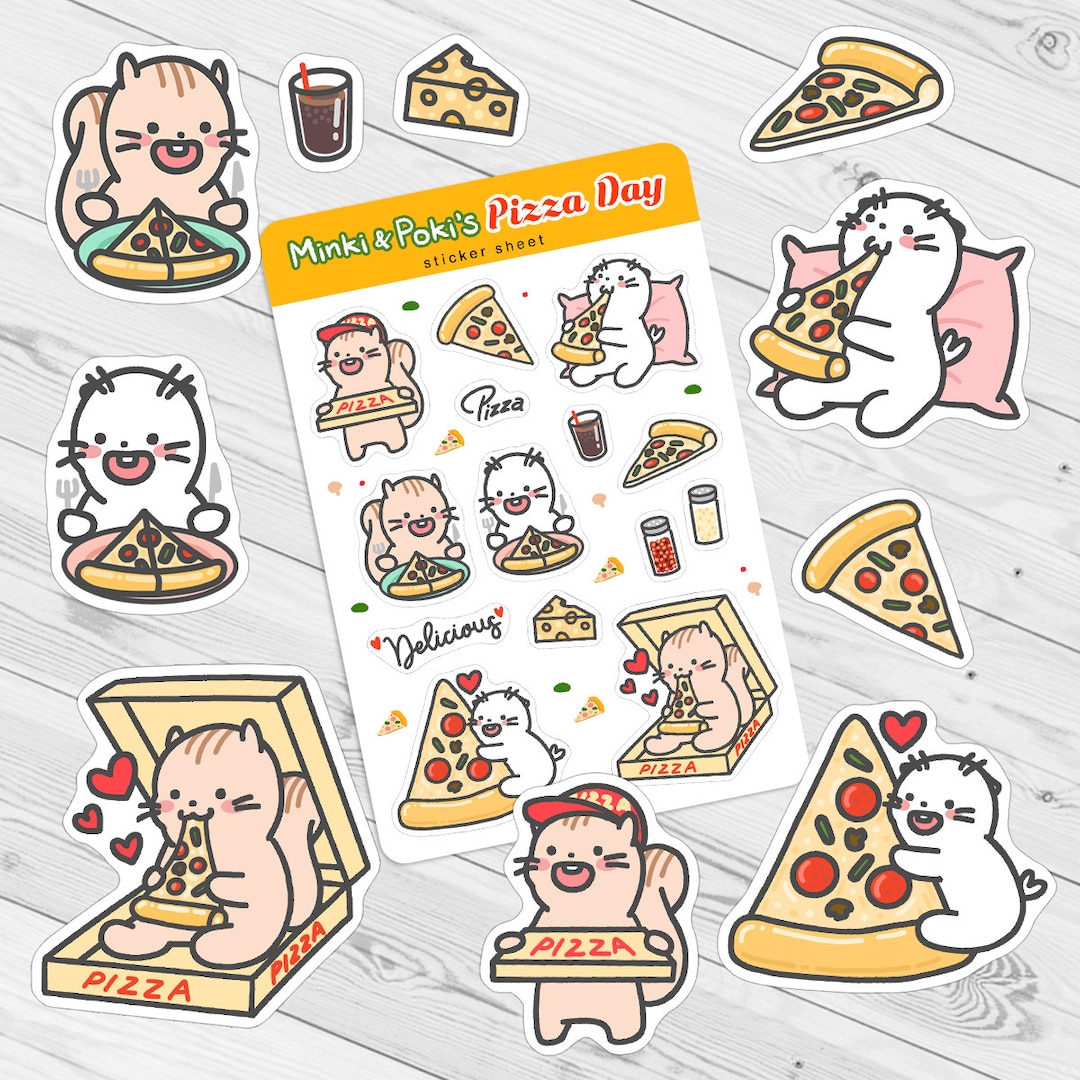 Pizzaa Sticker Cute Pizza Sticker Sheet I Love Pizza Sticker for Pizza Lover Food ...
