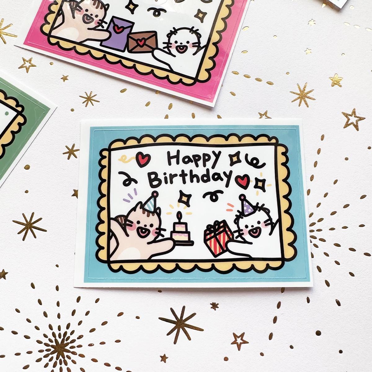 Birthday Sticker Rectangular Rectangular Stickers Happy Birthday Sticker for Gift Box Halloween ...