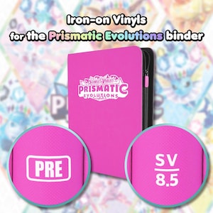 Pokimon Iron-On Binder Vinyls voor Prismatic Evolutions for Master Set voor TCG Pokemon Card Afkorting Versie voor Binder DIY Iron On