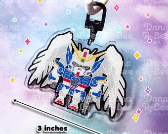 Brelok Wing Zero Gundam prezent dla miłośnika Gundam, brelok akrylowy dla niej, brelok z anime, uroczy brelok z postacią z anime na urodziny