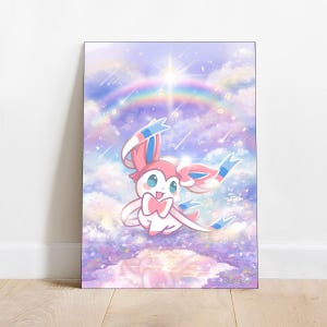 Pokimon Poster with Foam Board Eevee Evolutions for Decoration High Quality Art Print Wall Decor Anime Poster Gaming Room Art For Gift