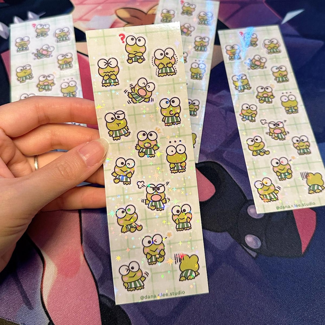 Small Cute Frog Sticker Sheet Holographic Waterproof Glossy for Deco ...