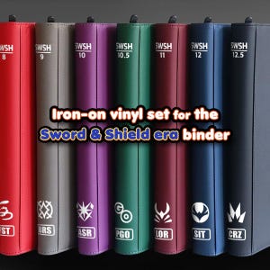 Pokimon Iron-On Binder Vinyls Sword & Shield for Master Set for TCG Pokemon Card Collection  Abbreviation Version for Binder DIY Iron On
