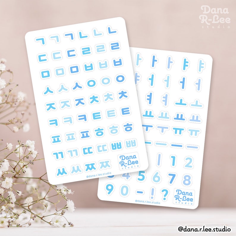 Kpop Lettering Blue Korean Alphabet Sticker Sheets Hangul Sticker for Kpop Lover K Pop ...