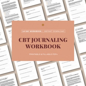 Indicaciones del diario CBT para principiantes, Libro de trabajo de 14 días imprimible y diario digital, Ansiedad por salud mental, Síndrome del impostor, Crecimiento personal PDF