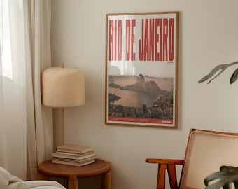 Rio de Janeiro Skyline Art Print, Minimalist Brazil Wall Art, Modern Decor Poster