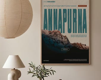 Annapurna Art Print | Vintage Nepal Mountain Poster, Wall Art, Himalaya Travel Gift