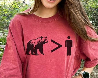 Comfort Colors Jugend-T-Shirt, Bär gegen Mann, Ich wähle den Bären, feministisches T-Shirt für Mädchen, Wir tragen Rot, Frauenrechte, beliebtes, trendiges Internet-Meme