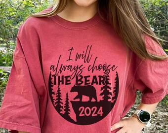 Comfort Colors Jugend-T-Shirt, I Choose The Bear, feministisches Shirt für Mädchen, Bär gegen Mann, Wir tragen Rot, Frauenrechte beliebtes trendiges Internet-Meme