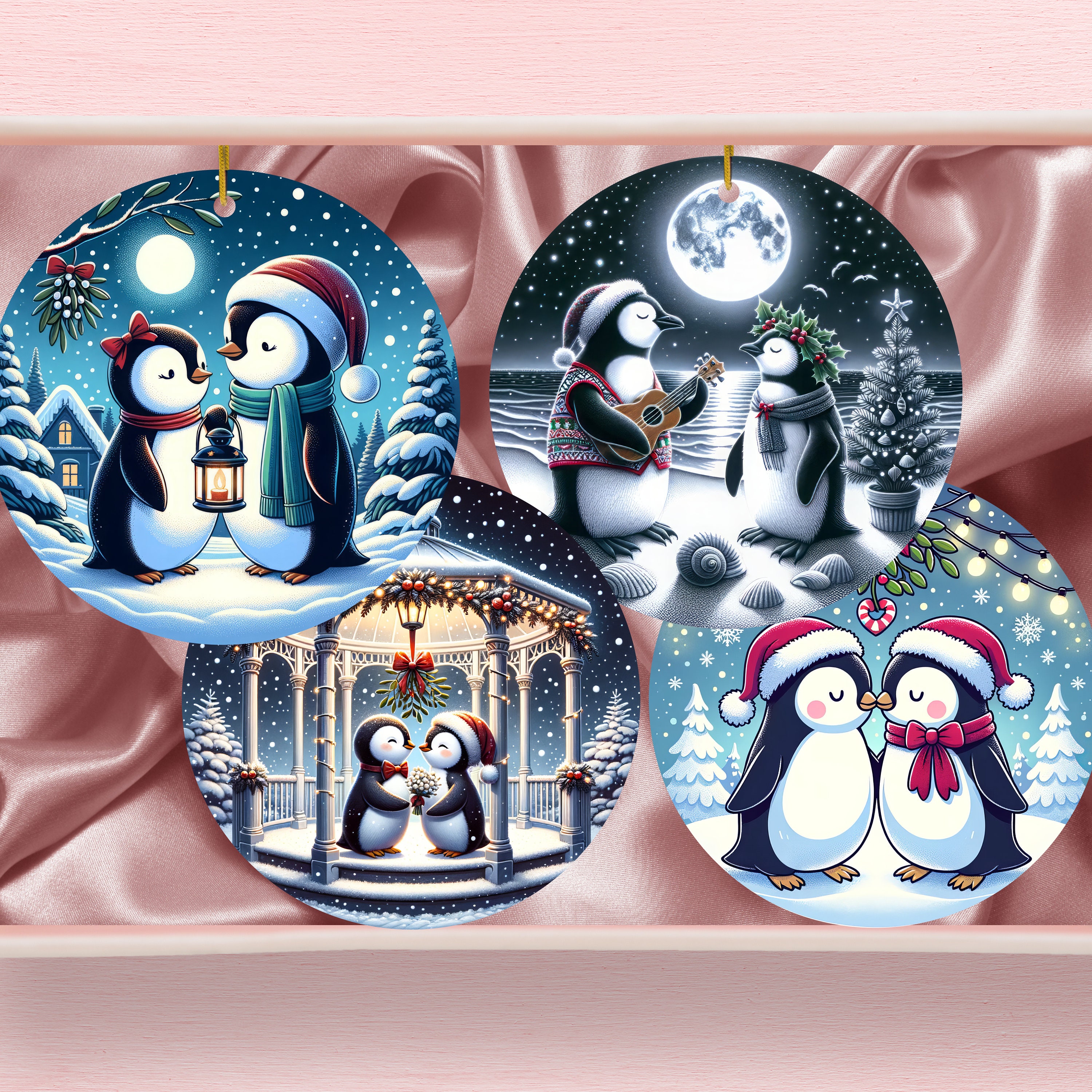 Discover Ornament for Christmas Couple, Elegant Penguin Design