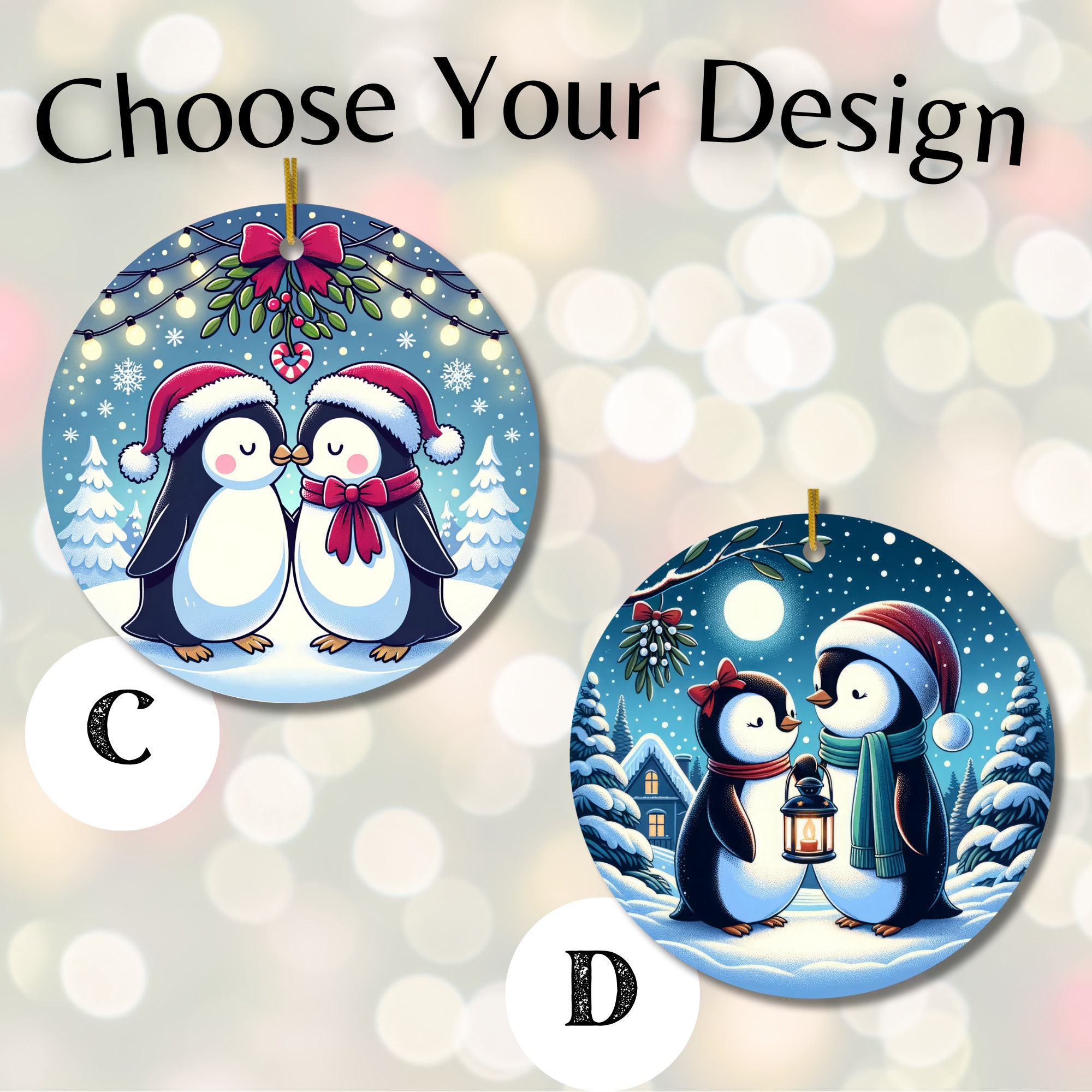 Discover Ornament for Christmas Couple, Elegant Penguin Design