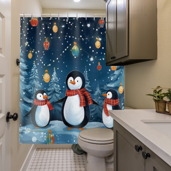 Christmas Shower Curtain Etsy