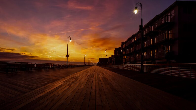 Image showcasing Printable Photography of the Long Beach Boardwalk at Sunset | Instant ...