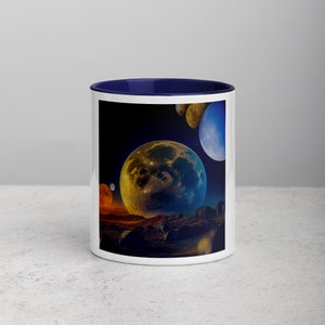 Many Moons Mug with Color Inside | Ceramic Mugs | Gifts for Space Lovers | Full Moon