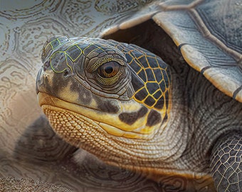 Diamondback Terrapin (Blended Photography + Digital Art) | Printable Instant Digital Download | Square Print | Animal Art | Nature