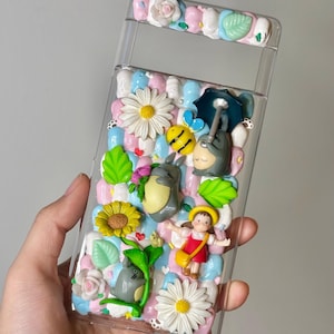 トトロの夢のデコデンハンドメイドiPhone Samsung Huawei用電話ケース | ユニークでかわいいメイとトトロをテーマにした