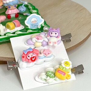Spinki do włosów Blind Box | 4 sztuki ręcznie robionych spinek do włosów Decoden Pointy, spinki Sanrio, uroczy spersonalizowany prezent, spinki do włosów