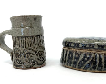 Vintage Gray/Green Pottery Pair