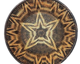 Intricately Woven Philippine Iraya Round Bowl/Tray (Boho/Coastal/Farmhouse)