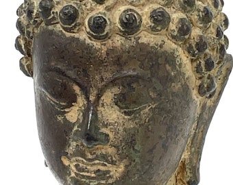 Antique 19th Century Thai Bronze Buddha Head (Zen/Meditative)